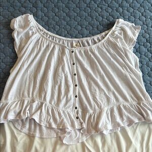 O'Neill White Puff Sleeve Ruffled Shirt